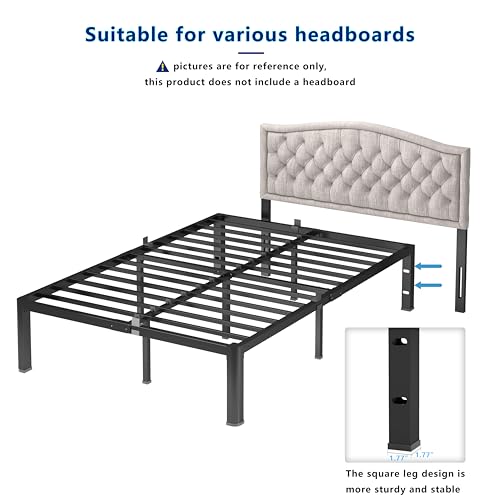 yookare Calking Platform Bed Frame,14" Heavy Duty Metal Mattress Foundation, Rounded Safety Corners & Recessed Legs,Mattress Retainers,Easy Assembly,Noise Free Steel Slat Support,No Box Spring Needed - size: California King, style: 14 Round