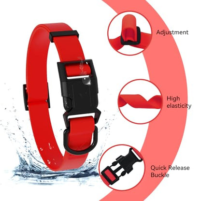 Waterproof Dog Collar, Easy to Clean Rubber Dog Collars with Quick Release Buckle Fits Small Medium or Large Dogs (Red, M (11.8-18.5 inch)) - color: Red, size: M (11.8-18.5 inch)
