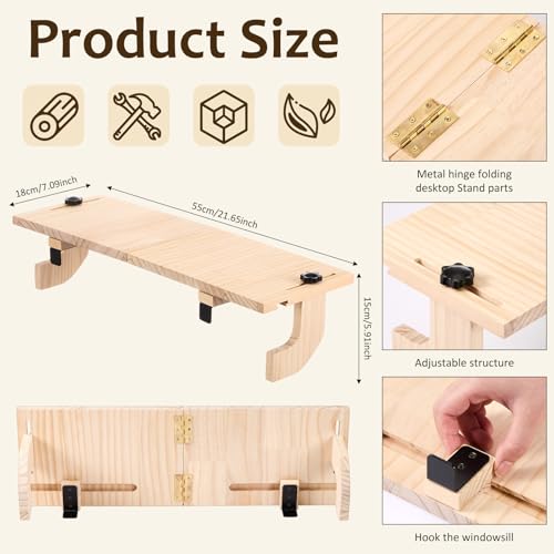 1 Pcs Natural Window Sill Plant Shelf for Plants 21.7 x 7.1 x 5.9 Inch Windowsill Extender Window Plant Floating Shelves No Drilling Wooden Bracket for Cat Perch Planters (Right Angle) - size: Right Angle