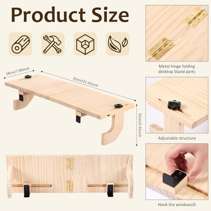 1 Pcs Natural Window Sill Plant Shelf for Plants 21.7 x 7.1 x 5.9 Inch Windowsill Extender Window Plant Floating Shelves No Drilling Wooden Bracket for Cat Perch Planters (Right Angle) - size: Right Angle