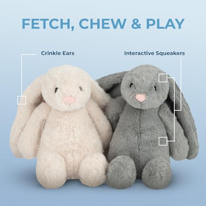 Best Pet Supplies Interactive Squeaky Dog Chew Toy, Ideal Dog Toys for Chewers, Small, Medium & Large Dogs, and Fetch Lovers - Bunny (Beige), Small - color: Bunny (Beige), size: Small