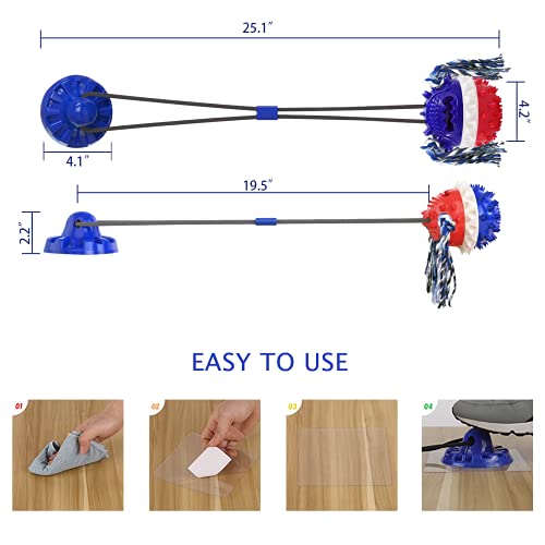Askhald Aggressive Chewer Dog Toys - Rope Toys with Suction Cup, Teething Treats & Puzzle Food Dispensing Ball (Navy Blue) - color: Navy blue
