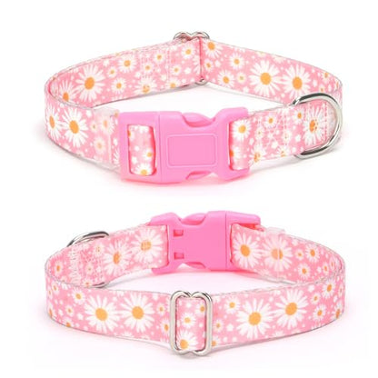 XL Dog Collar Girl, Cute Pretty Daisy Pattern Design Quick Release Buckle Soft Nylon Pink Dog Collars Adjustable for Small Medium Large Pet Female Dogs, XL - color: 12, size: XL(Neck 16-26")