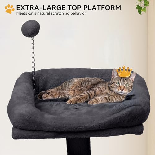 YITAHOME 64.5" Cat Tree, Multi-Level Cat House, Large Cat Condo Furniture with Perch Hammock, Scratching Posts and Dangling Balls for Kittens, Cats and Pets,Dark Gray - color: Dark Gray, size: 64.5inch