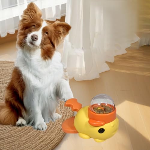 Dog Treat Dispenser | Dog Treat Toys Food Dispenser,Pet Supplies Food Puzzle Interactive Games,Slow Feeder for Puppy Cat Boredom Chewing Training,Keep Them Busy - color: Yellow