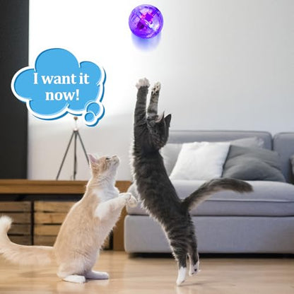 Sratte 2 Pcs Ghost Hunting Cat Ball Activated Cat Toy Motion LED Light Pet Balls Motion Dog Interactive Pet Toys Glowing Mini Running Exercise Supplies for Animals Activity (Pink,Purple) - color: Pink, Purple