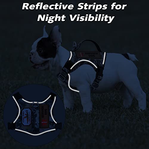 XS Dog Harness Tactical Style, No Pull Military Service Dog Vest with Vertical Handle, Outdoor Training Small Puppy Vest Chihuahua Harness (Camo Grey, XS) - color: Camo Grey