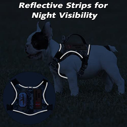 XS Dog Harness Tactical Style, No Pull Military Service Dog Vest with Vertical Handle, Outdoor Training Small Puppy Vest Chihuahua Harness (Camo Grey, XS) - color: Camo Grey