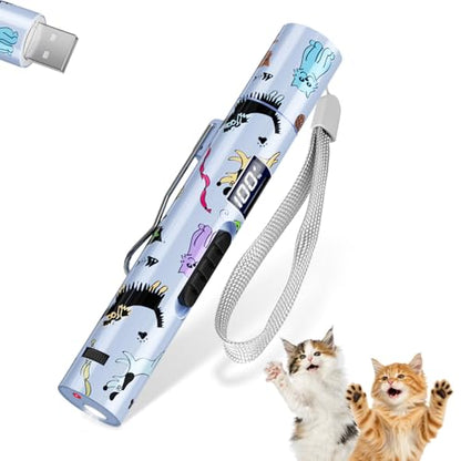 TBTeek Cat Toy, Battery Screen, Cute Fun Creative Body, Rechargeable, 7 Adjustable Patterns, Interactive Kitten Pet Dog Chase Toy for Fun Chase Play Exercise (1pcs) - size: 1pc battery display