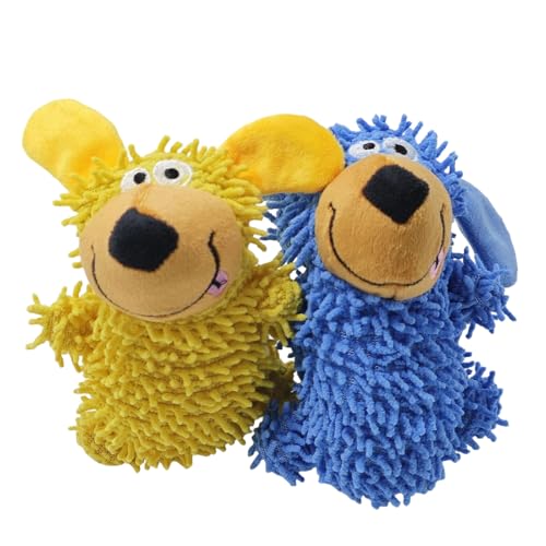 Interaction Squeaky Dog Chew Toy Soft Velveted Mop Cloth Texture for Gentle Teeth Protections and Indoor Entertainment - Mixed Colors - color: Mixed Colors