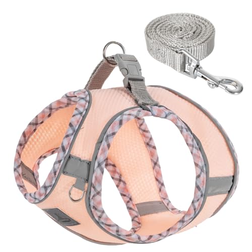 Dog Harness & Leash Set - No Pull Soft Breathable Small Dog Harness, Adjustable Reflective Step-in Vest for Puppy, Kitten, Cats - color: pink, size: s