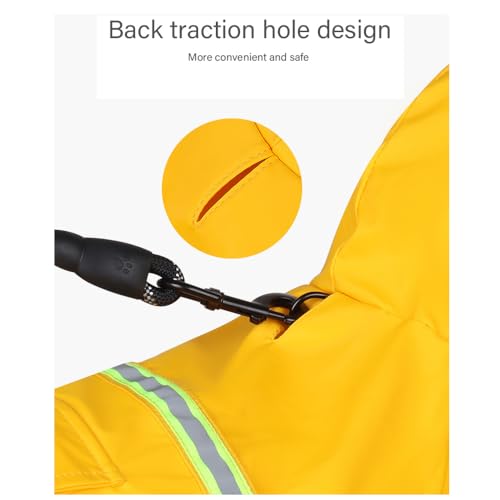 Pet Dog Raincoat Water Repellent Reflective Lightweight with Adjustable Hood for Small Medium Large Dogs (Orange,S)