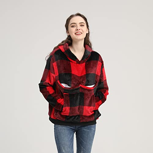 Pet Cat Dog Pouch Hoodies Small Animal Carrier – Kitten Puppy Pouch Sweatshirt Kangaroo Pocket Pullover Top - color: Red, size: Medium