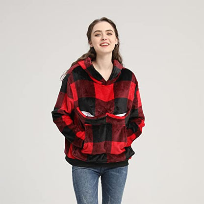 Pet Cat Dog Pouch Hoodies Small Animal Carrier – Kitten Puppy Pouch Sweatshirt Kangaroo Pocket Pullover Top - color: Red, size: Medium