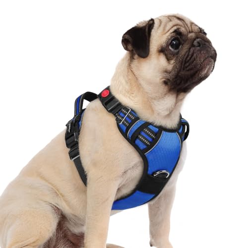 rabbitgoo Dog Harness Small Sized, No Pull Dog Vest with 3 Buckles, Adjustable Soft Padded Pet Harness with Easy Control Handle and Reflective Strips, Royal Blue, S - color: Royal Blue, size: Small