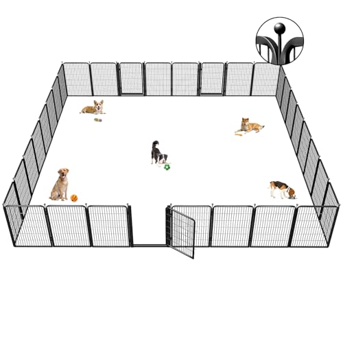 Dog Playpens with Low Threshold Gate, 40 Inch 32 Panels Heavy Duty Outdoor Dog Play Pen, RV Camping Yard Indoor Puppy Playpen Portable Pet Pen Fence for Large/Medium/Small Dogs - color: 29 Panels+3 Large Gate