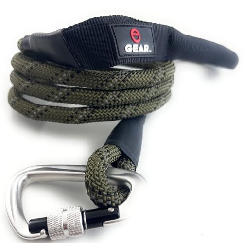 Heavy Duty Dog Leash with 1100LB Rated Locking Carabiner – 6FT Climbing-Inspired Reflective Rope Leash for Large & Medium Dogs that Pull – Padded Handle (Military Green) - color: Military Green