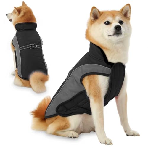 Dog Coat, Water-Resistant Dog Clothes, Warm Fleece Lining Dogs Coats, Winter Windproof Dogs Jackets with Reflective, Pet Vest for Small Medium Large Pets - 1 PCS - color: Medium Gray, size: XL ( 42-65 LB | 20.47"Neck Girth )