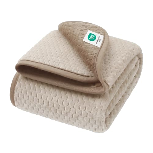 Luciphia Waterproof Blanket for Medium Large Dog Ultra-Soft & Calming Pet Throw Reversible Warm Fleece Durable Furniture Crate Couch Cover Protector Machine Washable Leakproof Beige M (57''x40'') - color: Beige, size: M(57''x40'')