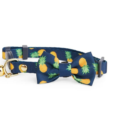 YOULY by Petco Navy Pineapple Print Breakaway Bow Tie Cat Collar Small/Medium