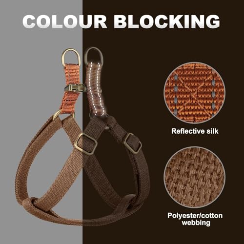Didog Step in Dog Harness with Metal Buckles, Freedom Nylon Dog Halter Vests for Medium Dogs Easy Walking Training(M:Chest 19-28", Brown) - color: Brown, size: M: Chest 19-28", Fit 15-30 lbs