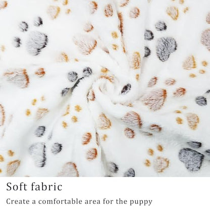 1 Pack 3 Blankets Super Soft Fluffy Premium Fleece Pet Blanket Flannel Paw Printed Throw for Dog Puppy Cat (Medium 30x20'', White, Pink, Blue) - color: White, Pink, Blue, size: 30x20 inch(Pack of 3)