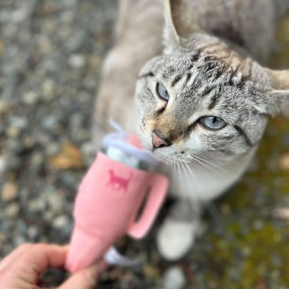 PUPROAR Kitty Cup Catnip Toy - Cute Cat Birthday Toy with Catnip & Crinkle, Funny Girly Kitten Gift (Pink Peach Dust) - color: Pink PeachDust