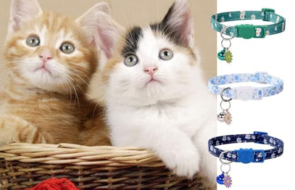 10PC Floral Cat Collar Set with Bells - Breakaway Safety for Kittens and Small Cats (#1) - color: #1