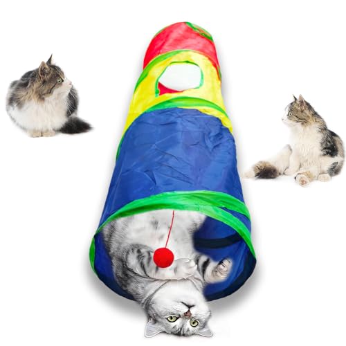 Cat Tunnel Tube Toys，Tunnels for Indoor Cats, Collapsible Interactive Toy with Balls for Rabbits, Kittens, Ferrets, Puppy (2 Way Mushroom) - color: 2 Way Mushroom