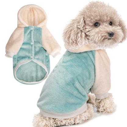 FabriCastle Dog Hoodie Sweater for Small Dogs Boy and Girl, Small Dog Clothes XS XXS Puppy Sweatshirt, Pet Outfit, Cat Clothing Super Soft Warm Snap On Closure (Green-Cream, X-Small) - color: Green-Cream, size: X-Small