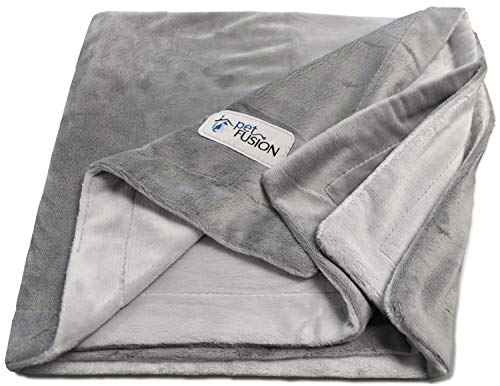 PetFusion Premium Dog & Cat Blanket | Ultra Soft Pet Blanket Available in Plush or Quilted; 2 Colors (Grey; Brown) | Perfect for Small Dogs & Large Dogs - color: Grey, size: X-Large (60 x 48"), style: Plush