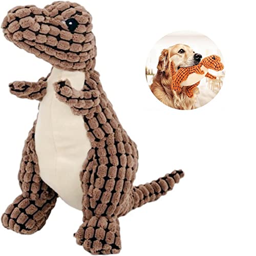 2024 New Indestructible Robust Dino, Plush Dog Toy, Indestructible Squeaky Toys for Dogs, Durable Dog Toys for Aggressive Chewers, Chew Toys for Dogs, Interactive Dog Toys for Boredom (C-Brown) - color: C-Brown