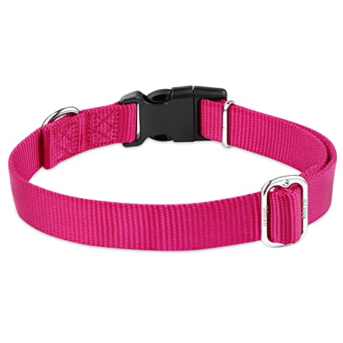 Small Dog Collar Quick-Release| Heavy-Duty Nylon Puppy Collar, Adjustable & Durable Pet Supplies for Boy & Girl Dogs (Small, Rose Red) - color: Rose Red, size: Small