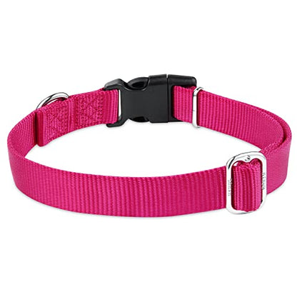 Small Dog Collar Quick-Release| Heavy-Duty Nylon Puppy Collar, Adjustable & Durable Pet Supplies for Boy & Girl Dogs (Small, Rose Red) - color: Rose Red, size: Small
