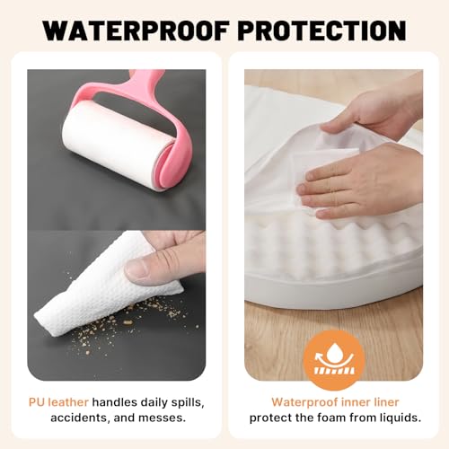 Small Dog Bed with Bolster, Small Dog Bed for Small Dogs, Dog Bed Washable with High-Density Foam Base, Washable Zippered Cover, Non-Slip Bottom, S - size: 31.5"L x 22.1"W x 5.9"Th