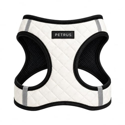 Step in Dog Cat Harness Lightweight Breathable Mesh Soft Padded Pet Vest Vegan Leather Choke Free Escape Proof for Small Medium Dogs (White, Small) - color: White, size: Small: Neck=9.4-11.4''/Chest=14.5-17''