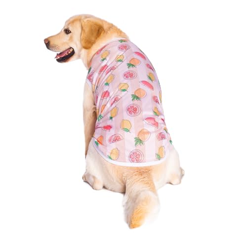 HDKUW Pet Clothes,Dog Summer T-Shirt Cool Breathable Sunscreen Dog Vest Clothes Outfit Costume for Medium Large Dogs Pink Fruit XL - color: Pink Fruit, size: XL