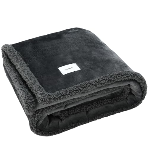 Waterproof Pet Blanket for Medium Large Dogs Washable Fluffy Thick Jacquard Shag Fleece Warm Sherpa Pet Blanket Cats Puppy Couch Protection (Gray L57*65inches) - color: Gray, size: 57*65