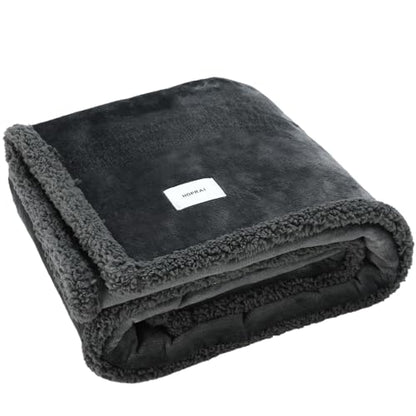 Waterproof Pet Blanket for Medium Large Dogs Washable Fluffy Thick Jacquard Shag Fleece Warm Sherpa Pet Blanket Cats Puppy Couch Protection (Gray XXL85*85inches) - color: Gray, size: 85*85