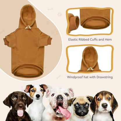 Dog Sweaters for Small Dogs Dog Hoodie Solid Soft Brushed Fleece Pet Clothes Pet Hoodie Sweatshirt with Pocket(Coffee-S) - color: Coffee, size: Small