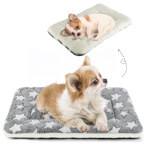 Mora Pets Dog Bed Crate Pad Ultra Soft Pet Bed with Cute Star Print Washable Crate Mat for Large Medium Small Dogs Reversible Fleece Dog Crate Kennel Mat Cat Bed Liner 22-Inch Grey - color: Grey, size: 22-Inch