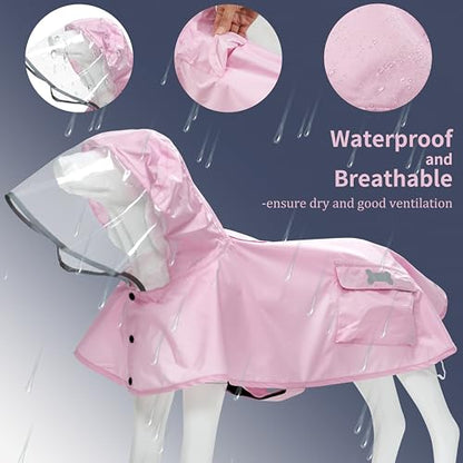 Waterproof Dog Raincoat, Adjustable Reflective Lightweight Pet Rain Clothes with Poncho Hood (Light Pink, Small) - color: Light Pink, size: Small(9-13lb)