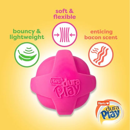 Hartz DuraPlay Ball Squeaky Latex Dog Toy, Neon Green, Neon Pink & Neon Orange, Large 3 Count Pack - size: 3 Count, style: Large Ball