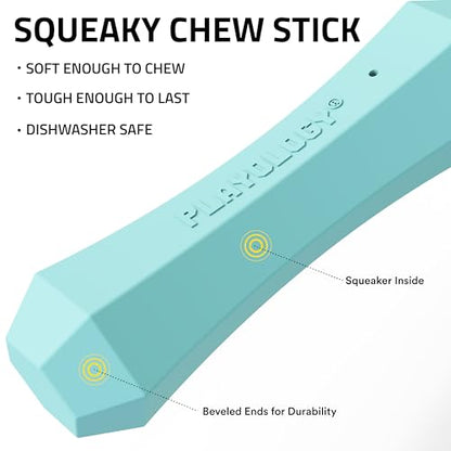 Playology Dog Toys | Squeaky Chew Stick for Dogs | Peanut Butter Scented Medium Fetch Toy | Squeaky Dog Chew Toys - size: Medium, style: Peanut Butter