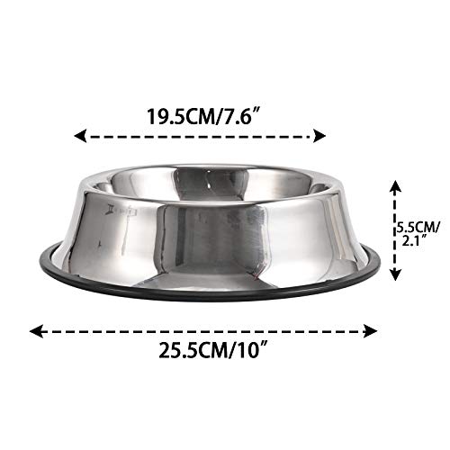 2Packs Stainless Steel Dog Bowl with Anti-Skid Rubber Base for Small/Medium/Large Pet, Perfect Dish, Pets Feeder Bowl and Water Bowl Perfect Choice for Dog Puppy Cat and Kitten (26oz) - size: 26oz