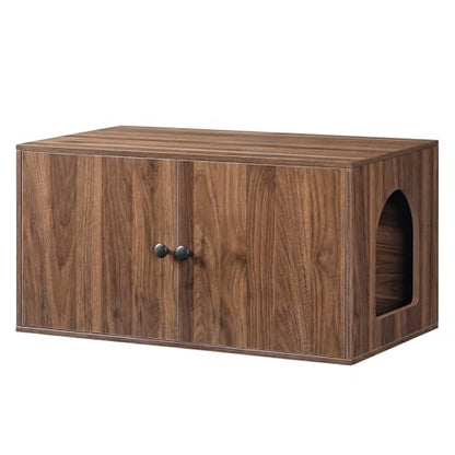 HOOBRO Cat Litter Box Enclosure, Hidden Litter Box Furniture with Side Entry, Litter Box Cabinet, Indoor Cat House, End Side Table, 31.5"L x 17.7"W x 16.3"H, for Living Room, Bathroom, Walnut WL40MW01 - color: Walnut