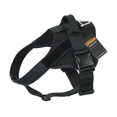 EXCELLENT ELITE SPANKER Tactical Dog Harness Patrol Harness Service Dog Vest Military Dog Vest Working Dog Vest with Handle(Black-L) - color: Black, size: L-(27.5 - 35.5")