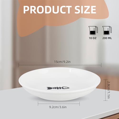 6 Pack Cat Food Bowl, Ceramic Cat Bowls, Anti Whisker Fatigue Cats Bowl Set,5.5 Inches Shallow Wide Kitten Plates for Food and Water (White-D) - color: White-D