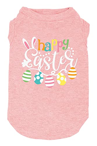 Happy Easter Shirts for Dog Funny Print Vest for Small Medium Large Dogs Soft and Light-Weight T Shirts Gift for Puppy(Pink01,X-Small) - color: Pink, size: X-Small