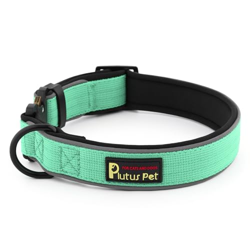 Plutus Pet Tactical Dog Collar, Reflective, Adjustable Heavy Duty Dog Collar, Soft Padded and Comfortable, for Small Medium and Large Dogs (Teal, XS) - color: Teal, size: XS
